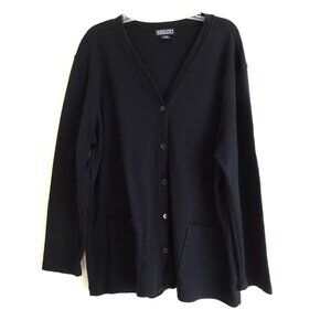 Lands End Cardigan Sweater Women's Size 18 - 20 Black Preppy Pockets Grandpa